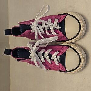Converse | Girls Pink Navy All Stars High Top Side Velcro Closure Sneakers Sz 7
